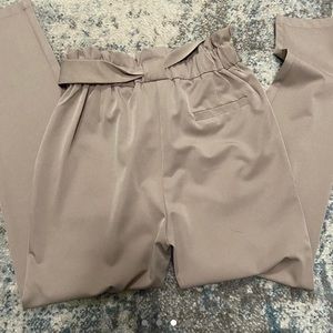Taupe paper bag pants